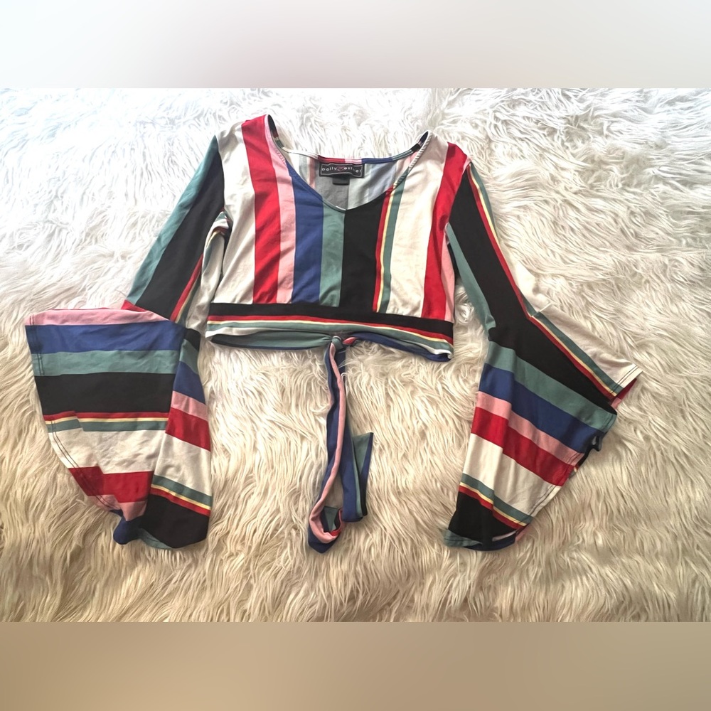 Funky Disco Bell Sleeve Crop Top